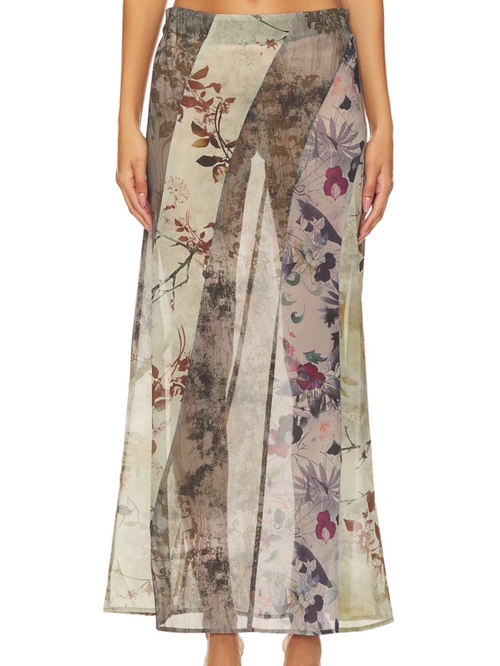Jaded London Panelled Print Maxi Skirt Brand